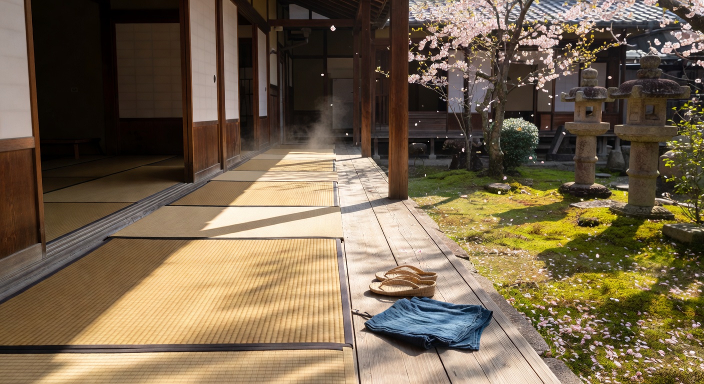 Seasonal tatami maintenance in Japanese room